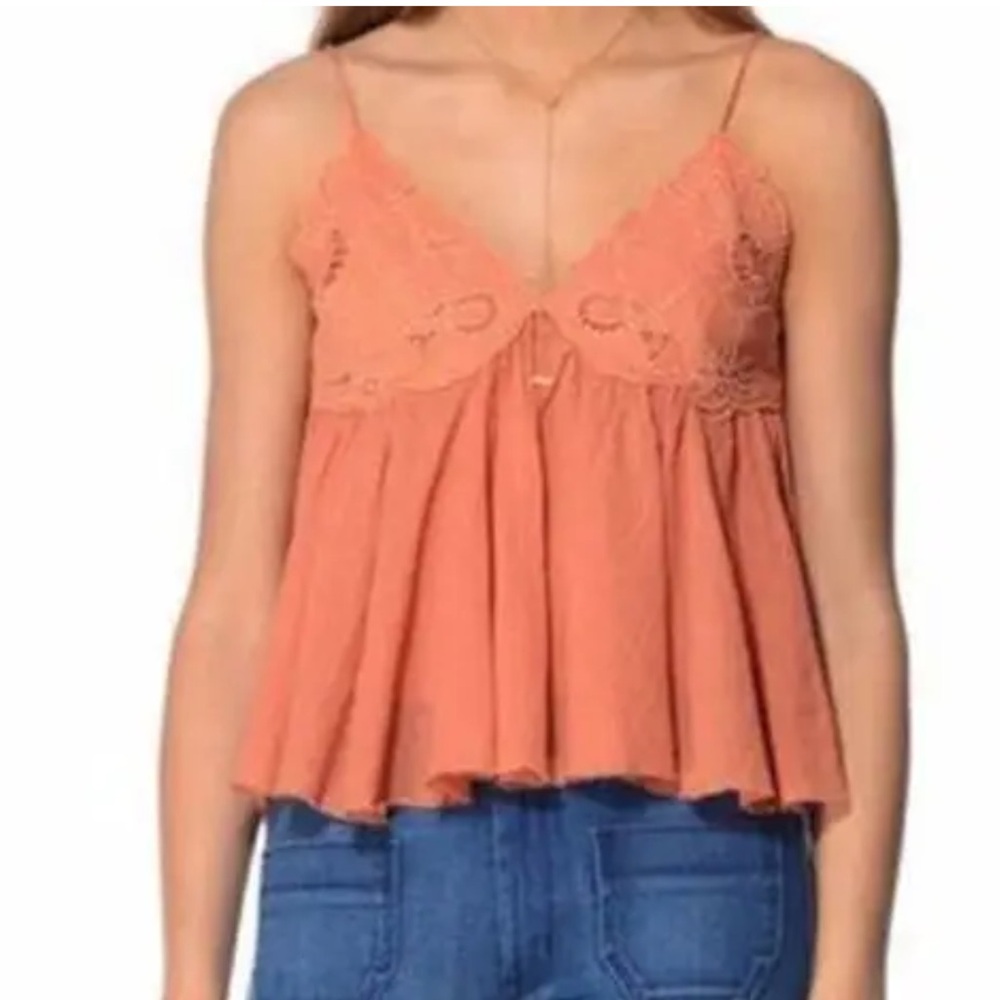 Free People Coral Lace Camisole